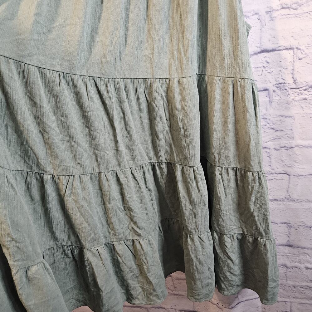 Torrid Mini Crinkle Gauze Ruffle Neck Tiered Dress Size 4X (26) NWT Green - Picture 2 of 7